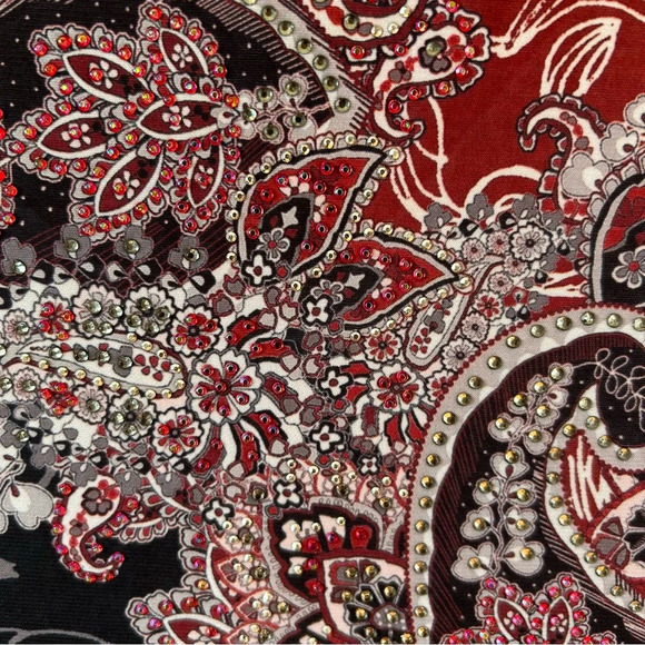 Vintage Y2K Women’s Paisley Mesh Goth Romantic Grunge Rhinestone Sheer Torn Raw - Picture 7 of 8